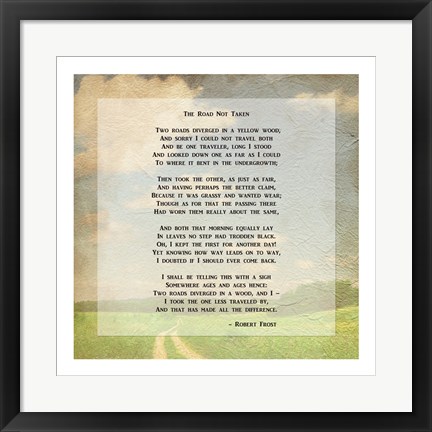 Framed Robert Frost Road Less Traveled Poem Print