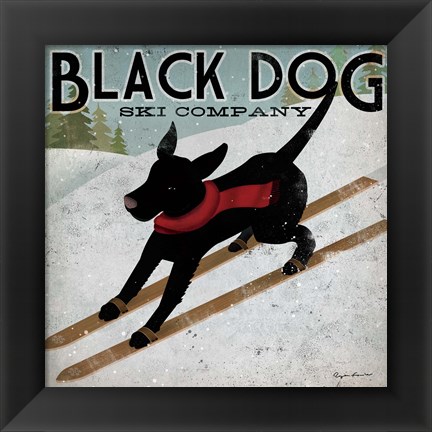 Framed Black Dog Ski Co. Print