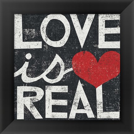 Framed Love Is Real Grunge Square Print