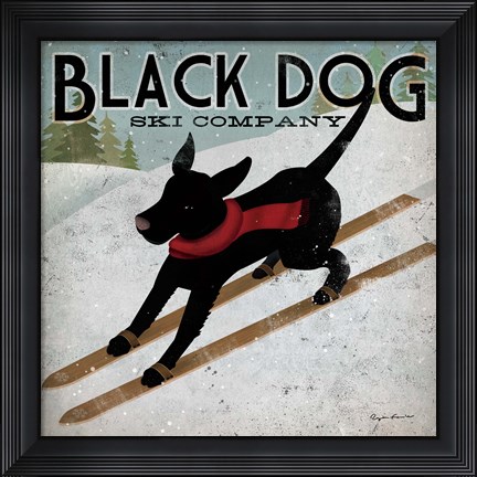 Framed Black Dog Ski Co. Print
