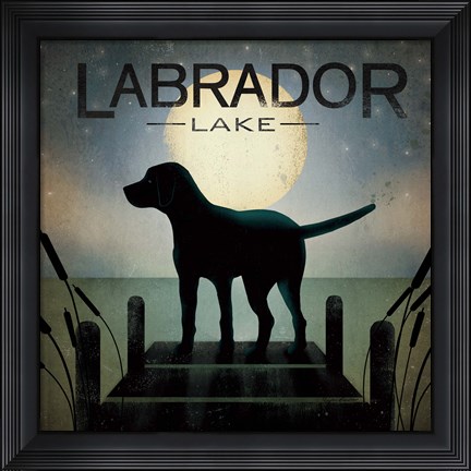 Framed Moonrise Black Dog Print
