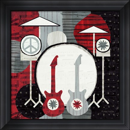 Framed Rock &#39;n Roll Drums Print
