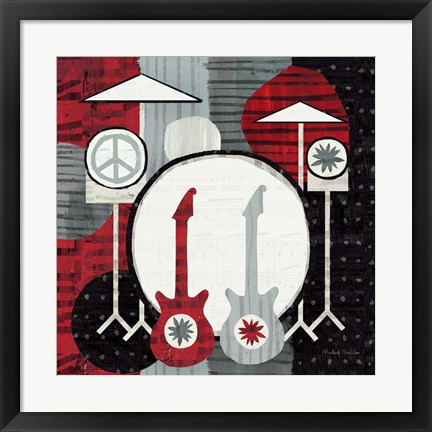 Framed Rock &#39;n Roll Drums Print