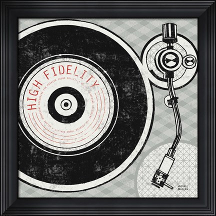 Framed Vintage Analog Record Player Print