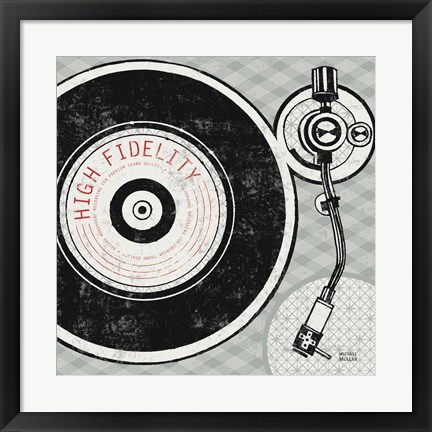 Framed Vintage Analog Record Player Print