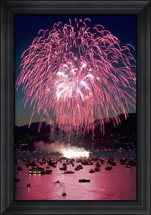 Framed Fireworks, English Bay, Vancouver, British Columbia Print