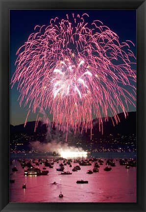 Framed Fireworks, English Bay, Vancouver, British Columbia Print