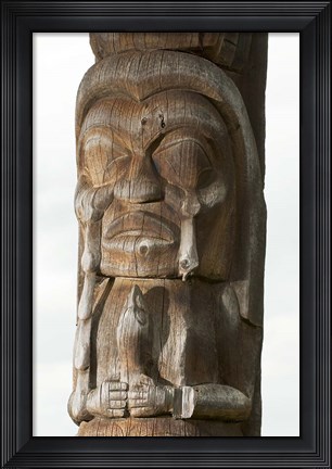 Framed Gitksan totem pole, Kispiox Village, British Columbia Print