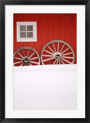 Framed Martin Stables, Window and Wheel Detail, Banff, Alberta Print