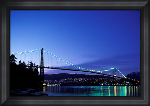 Framed Canada, British Columbia, Vancouver Lions Gate Bridge Print