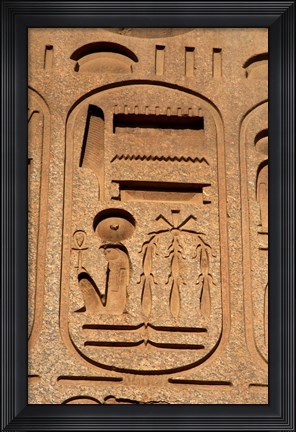 Framed Hieroglyphics, Obelisk, Ramses II, Temple of Luxor, Egypt Print
