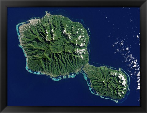 Framed Satellite View of Tahiti Print