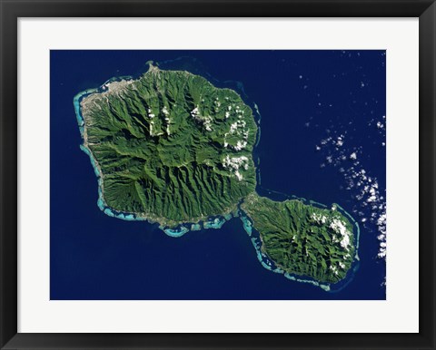 Framed Satellite View of Tahiti Print