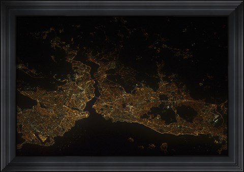 Framed Nighttime view of Istanbul, Turkey Print