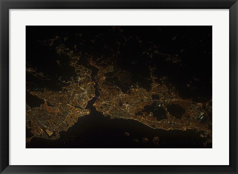 Framed Nighttime view of Istanbul, Turkey Print