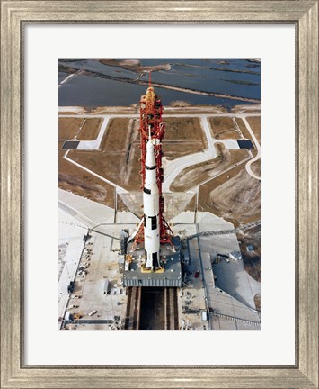 Framed High-angle view of the Apollo 10 space vehicle on its launch pad Print