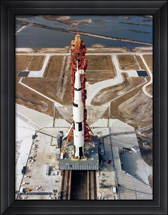 Framed High-angle view of the Apollo 10 space vehicle on its launch pad Print