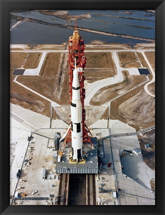 Framed High-angle view of the Apollo 10 space vehicle on its launch pad Print