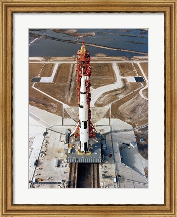 Framed High-angle view of the Apollo 10 space vehicle on its launch pad Print