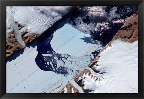 Framed Massive Ice Island Breaks Free of the Petermann Glacier in Greenland Print