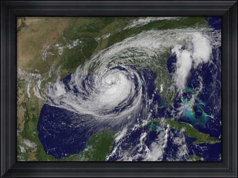 Framed Satellite view of Tropical Storm Isaac in the Gulf of Mexico Print