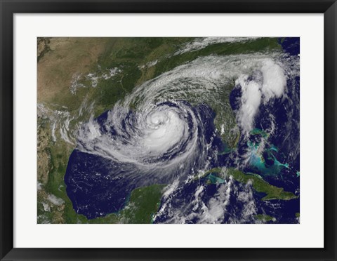 Framed Satellite view of Tropical Storm Isaac in the Gulf of Mexico Print