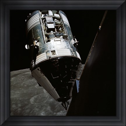 Framed View of the Apollo 17 Command and Service Modules in Lunar Orbit Print