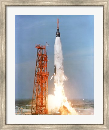Framed View of the liftoff of Mercury-Atlas 5 from Kennedy Space Center, Florida Print