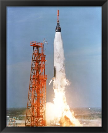 Framed View of the liftoff of Mercury-Atlas 5 from Kennedy Space Center, Florida Print