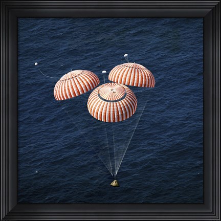 Framed Apollo 16 Command Module approaching Touchdown in the Central Pacific Ocean Print