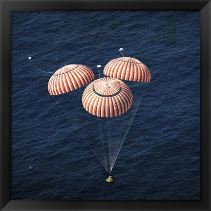 Framed Apollo 16 Command Module approaching Touchdown in the Central Pacific Ocean Print