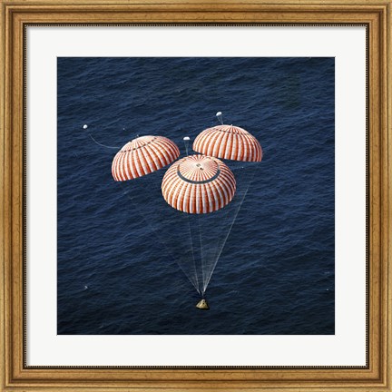 Framed Apollo 16 Command Module approaching Touchdown in the Central Pacific Ocean Print