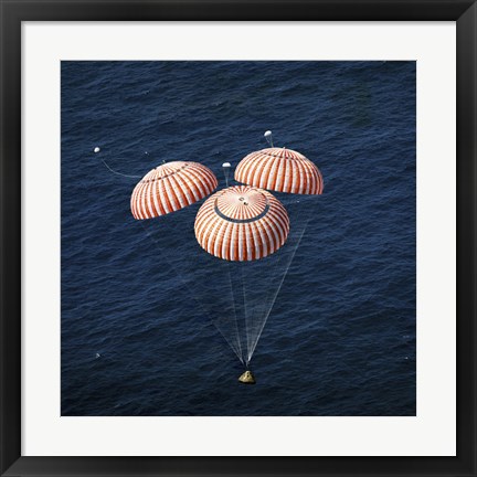 Framed Apollo 16 Command Module approaching Touchdown in the Central Pacific Ocean Print