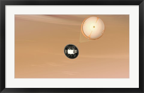 Framed Artist&#39;s Concept of the Mars Science Laboratory Curiosity Rover Parachute System Print