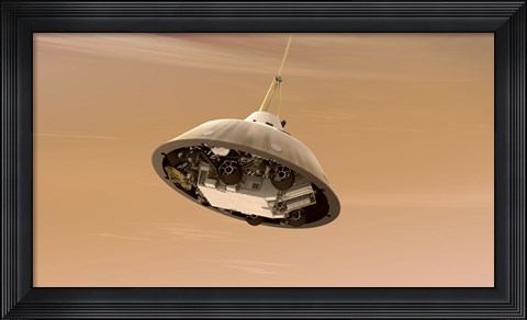 Framed Artist&#39;s Concept of NASA&#39;s Curiosity Rover tucked inside the Spacecraft&#39;s Backshell Print