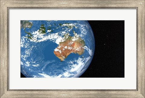 Framed Planet Earth showing Clouds over Australia Print