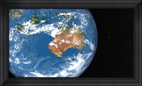 Framed Planet Earth showing Clouds over Australia Print
