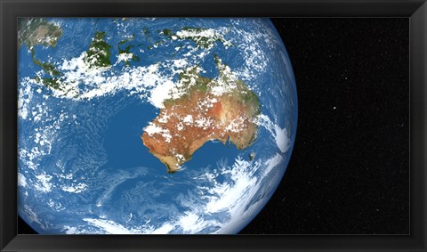 Framed Planet Earth showing Clouds over Australia Print