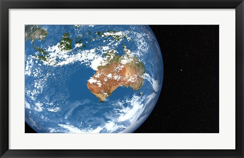 Framed Planet Earth showing Clouds over Australia Print