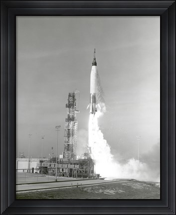 Framed NASA Project Mercury Spacecraft is test Launched from Cape Canaveral, Florida Print
