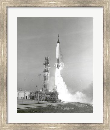 Framed NASA Project Mercury Spacecraft is test Launched from Cape Canaveral, Florida Print