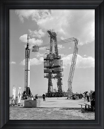 Framed Mercury-Redstone 3 Prelaunch Activities on the Mercury 5 Launch Pad Print