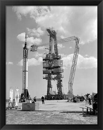 Framed Mercury-Redstone 3 Prelaunch Activities on the Mercury 5 Launch Pad Print