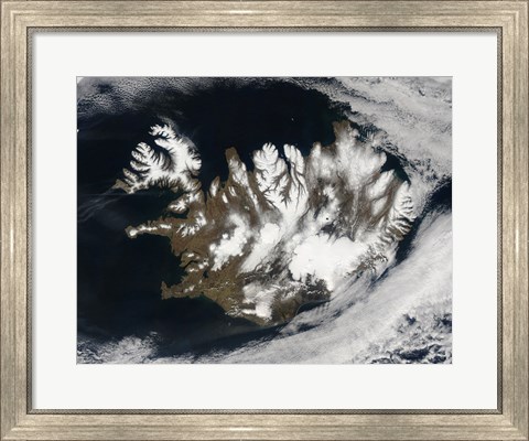 Framed Satellite view of Iceland Print