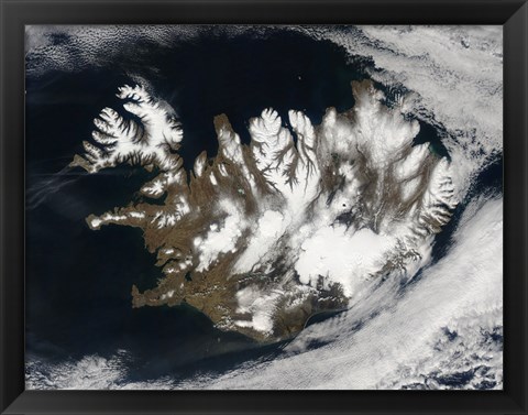 Framed Satellite view of Iceland Print