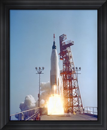 Framed Mercury-Atlas 9 lifts off from its Launch Pad at Cape Canaveral, Florida Print