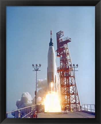 Framed Mercury-Atlas 9 lifts off from its Launch Pad at Cape Canaveral, Florida Print