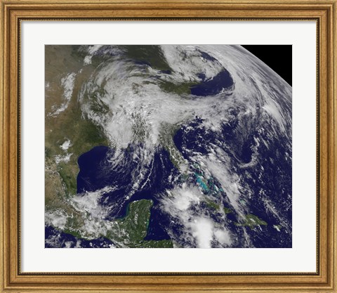 Framed Satellite view of a Low Pressure area over the United States Print