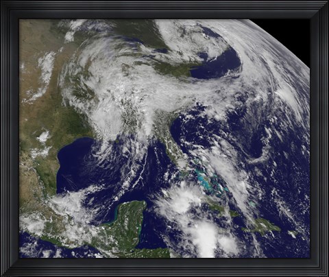 Framed Satellite view of a Low Pressure area over the United States Print