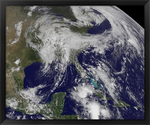 Framed Satellite view of a Low Pressure area over the United States Print